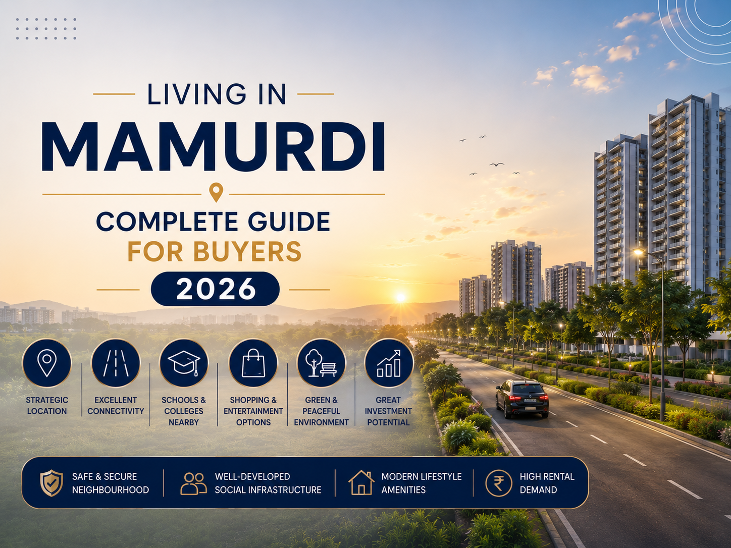 Modern suburban living guide at sunset