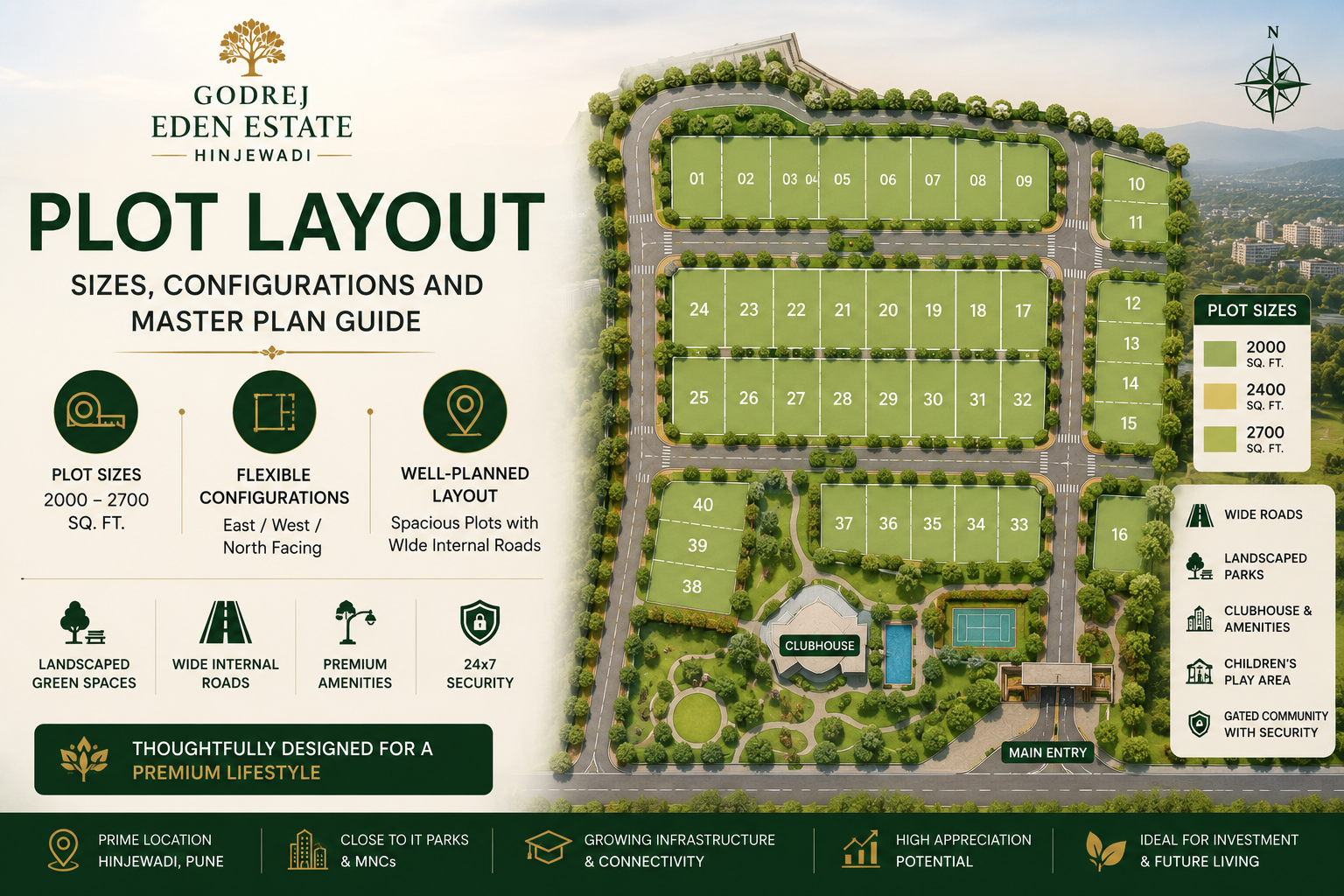 Godrej Eden Estate Hinjewadi Plot Layout — Sizes, Configurations and Master Plan Guide